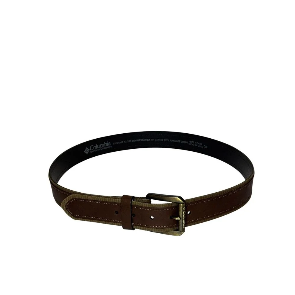Columbia Brown Leather on Canvas Men’s Goose Lake Belt Sz 42